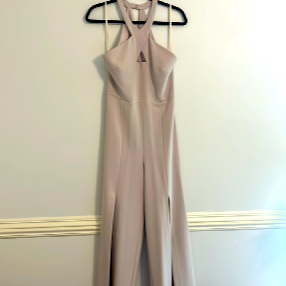 BCBGMAXAZRIA Beige Jumpsuit Size M! Sexy slits on the front legs! Love the look!